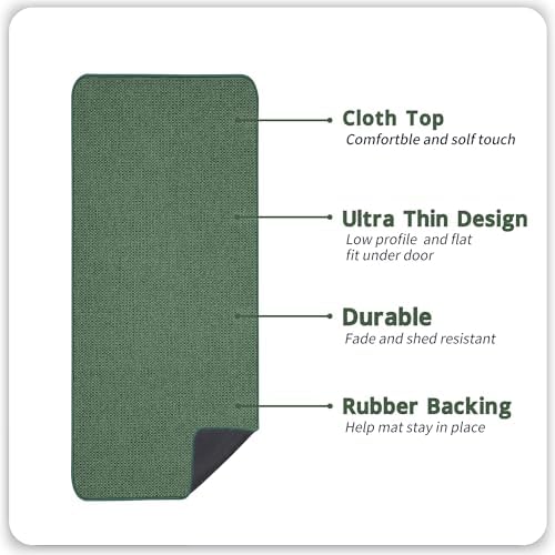 Bath Mat,Ultra Thin Bathroom Runner Rugs,Large Bath Mats for Bathroom,Quick Dry,Non-Slip,Machine Washable,Low Pile,Bath Rug,Shower Outside,Sink,Home Decor Accessories.Green,1'9"x3'11"（21x47inch）