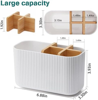 GFWARE White Toothbrush Holder, 5 Slots Bathroom Storage Organizer