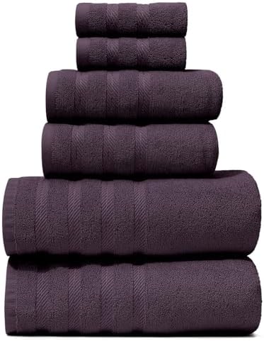 Hearth & Harbor Bath Towels for Bathroom - 100% Ring Spun Cotton Luxury Bathroom Towels - Soft & Highly Absorbent Bath Towels Set, 6 Piece Set, Purple