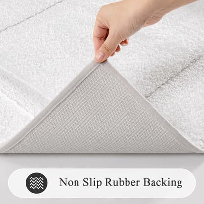 SHACOS Soft Microfiber Bathroom Rugs Set of 2 Pieces, White