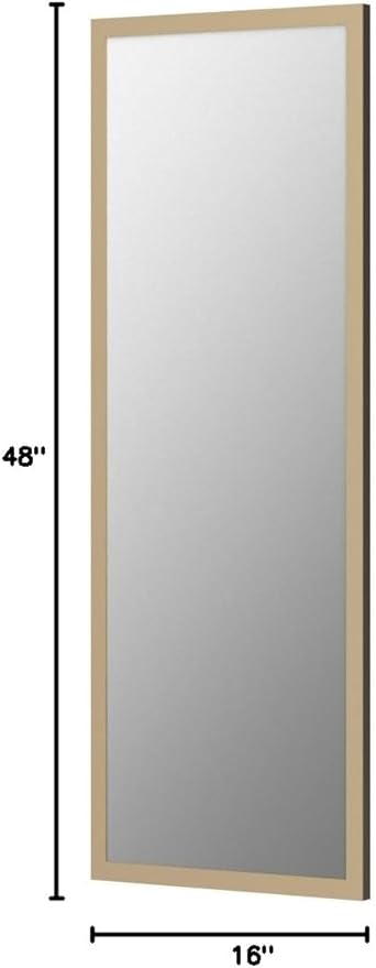whitebeach Hanging Door Mirror,Full Body Mirror Wall Full Length 44”x16” Gold Wall Mounted Over The Door Bedroom