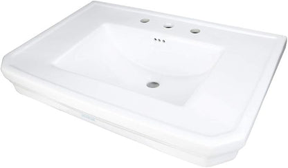 Renovators Supply Manufacturing Victorian 32" W x 34.5" H x 22" Proj. Large White Bathroom Pedestal Sink, Vitreous China, with Overflow, Compatible with 8 in. Widespread Faucets