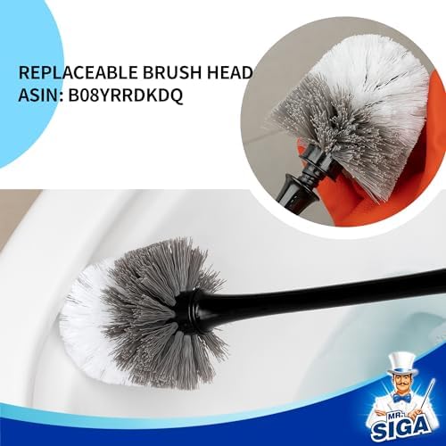 MR.SIGA Toilet Plunger and Brush with Holder for Toilet Cleaning, Black