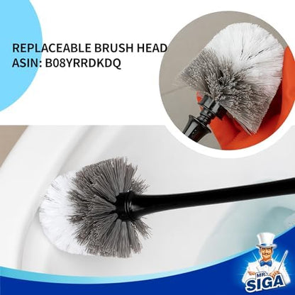 MR.SIGA Toilet Plunger and Brush with Holder for Toilet Cleaning, Black