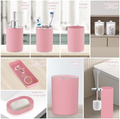 Light Pink Bathroom Accessories Set, 10PC Bathroom Restroom Sets