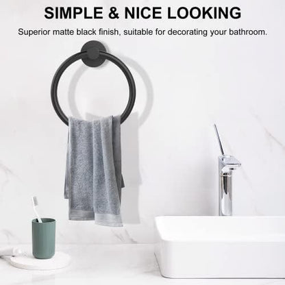 SetSail Towel Holder for Bathroom Wall Matte Black Towel Ring