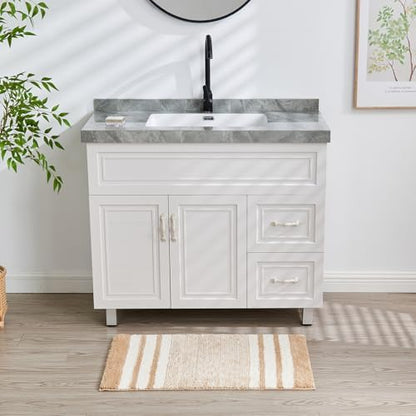 CozeCube Beige Striped 36"x24" Non Slip Washable Bath Mat