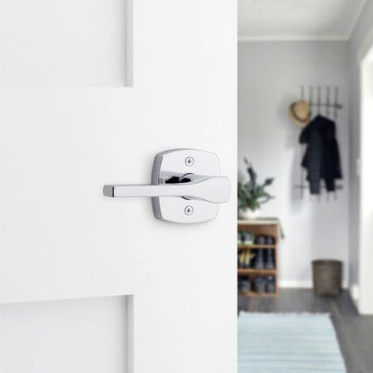 Kwikset Tripoli Lever Interior Passage Door Handle, Lever for Closet and Hallway Doors, Reversible Non-Locking Handle Lever, Polished Chrome (Pack of 2)
