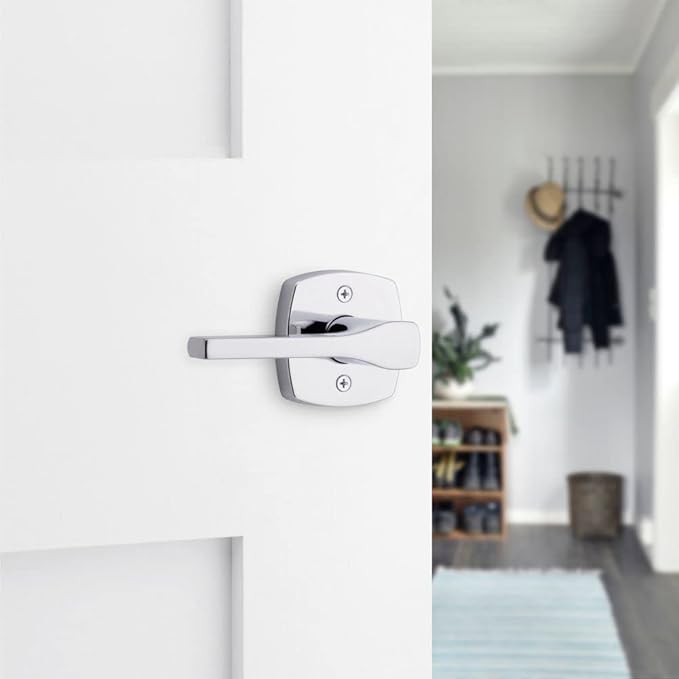 Kwikset Tripoli Lever Interior Passage Door Handle, Lever for Closet and Hallway Doors, Reversible Non-Locking Handle Lever, Polished Chrome (Pack of 6)