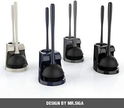MR.SIGA Toilet Plunger and Bowl Brush Combo for Bathroom Cleaning, Black