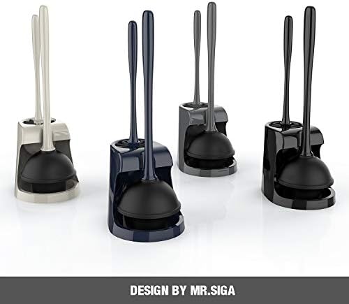 MR.SIGA Toilet Plunger and Brush Combo for Toilet Cleaning, Black, 2 Set (Pack of 6)