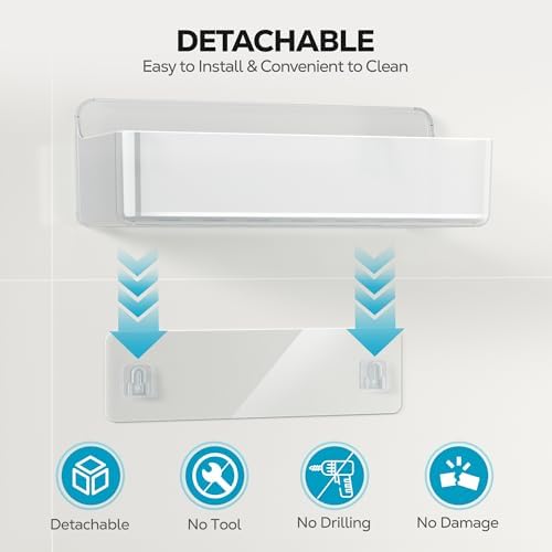 Nieifi Adhesive Shower Shelves, Clear, 5 Pieces