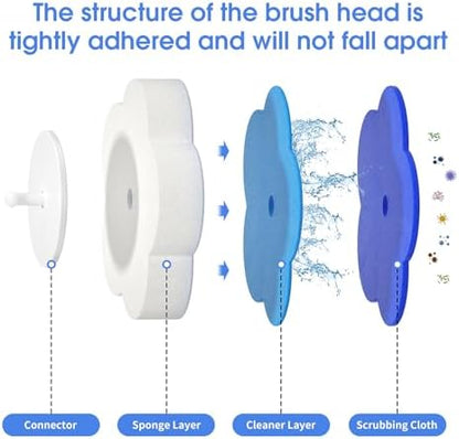 Topo Bear Disposable Toilet Bowl Brush with 40 Toilet Wand Refills, Toilet Bowl Cleaner Wands, Toilet Cleaning System Starter Kit