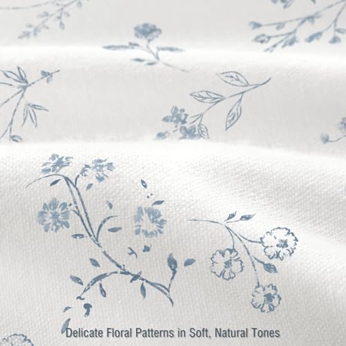 Blue Floral Farmhouse Vintage Cotton Shower Curtain French Country 72Wx72H