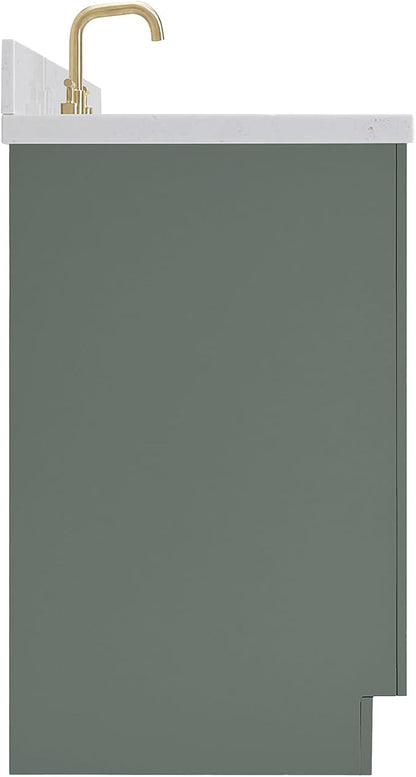 ARIEL Hepburn 72-inch Bathroom Vanity with Sink,Solid Wood, 1.5-inch Carrara White Quartz Countertop, Double Oval Porcelain Sink, 4 Soft Closing Doors, 6 Dovetail Drawers, Vintage Green