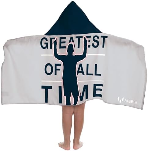 Jay Franco Messi Kids Hooded Towel Bath Wrap for Boys, Grey