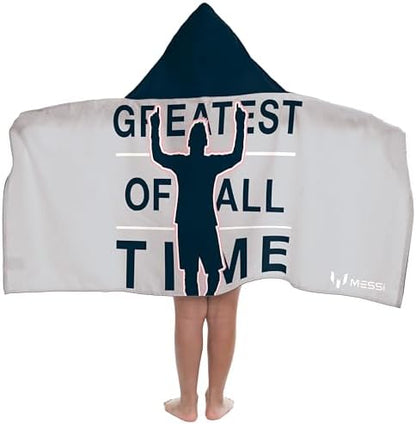 Jay Franco Messi Kids Hooded Towel Bath Wrap for Boys, Grey