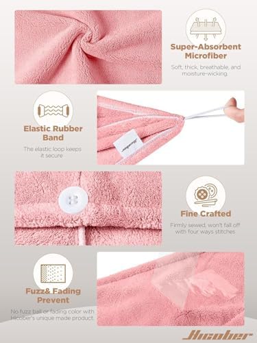 Hicober Microfiber Hair Towel Wrap for Women, Pink Blue Purple, 3-Pack