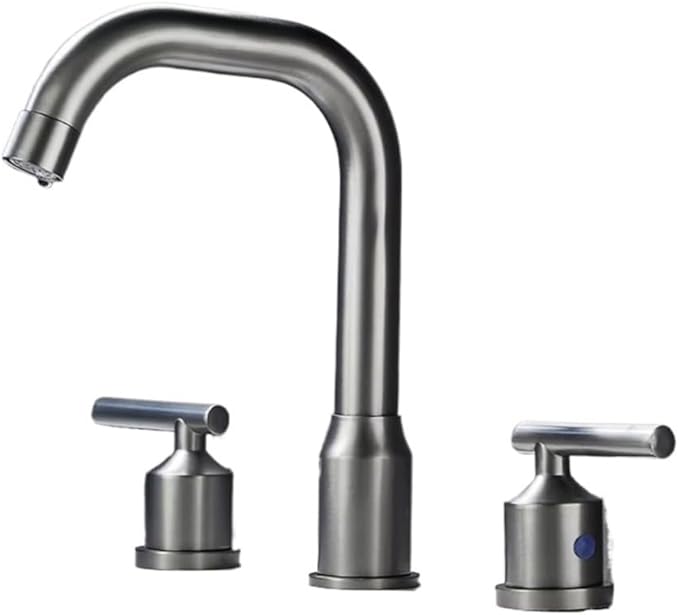 Faucet Bathroom WashBasin Sink Solid Brass Handles Bathtub Mixer Tap 3 Holes Basin Faucet Set Lead(Brushed) Faucet