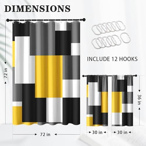 Shower Curtain Set, for Bathroom Decor 72" x 72", Geometric