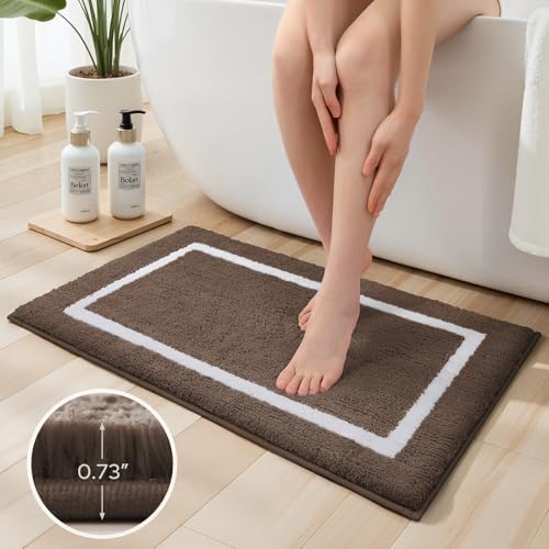 HOMEIDEAS Brown Bathroom Rugs Sets 2 Piece 20" x 32" + 16" x 24"