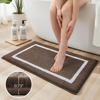 HOMEIDEAS Brown Bathroom Rugs Sets 2 Piece 20" x 32" + 16" x 24"