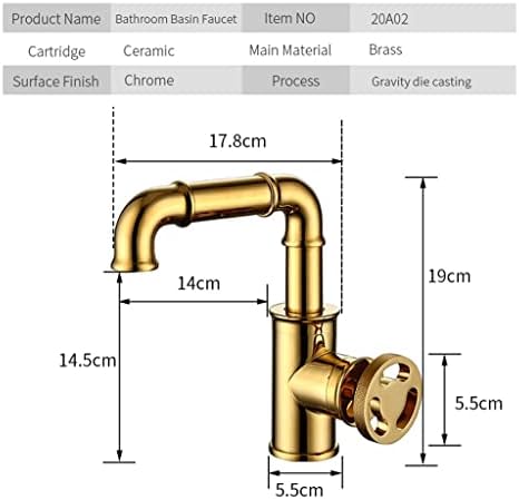 Modern Brass Bathroom Faucet with Hot and Cold Water Mixer Contemporary Design for Kitchen or Bathroom Gold Finish