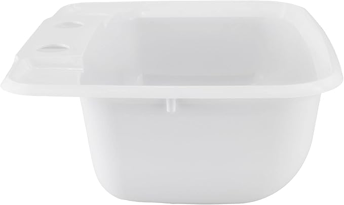 RecPro Rectangle RV Bathroom Sink | Single Bowl Lavatory Sink | Camper Basin | Plastic (White)
