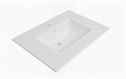 31" W x 22" D Solid Surface Polyurethane Resin Streamline Vanity Top with Sink, Durable, Consistent Color, Easy-to-Clean, Built-in Overflow (Solid Surface Resin Vanity Top)