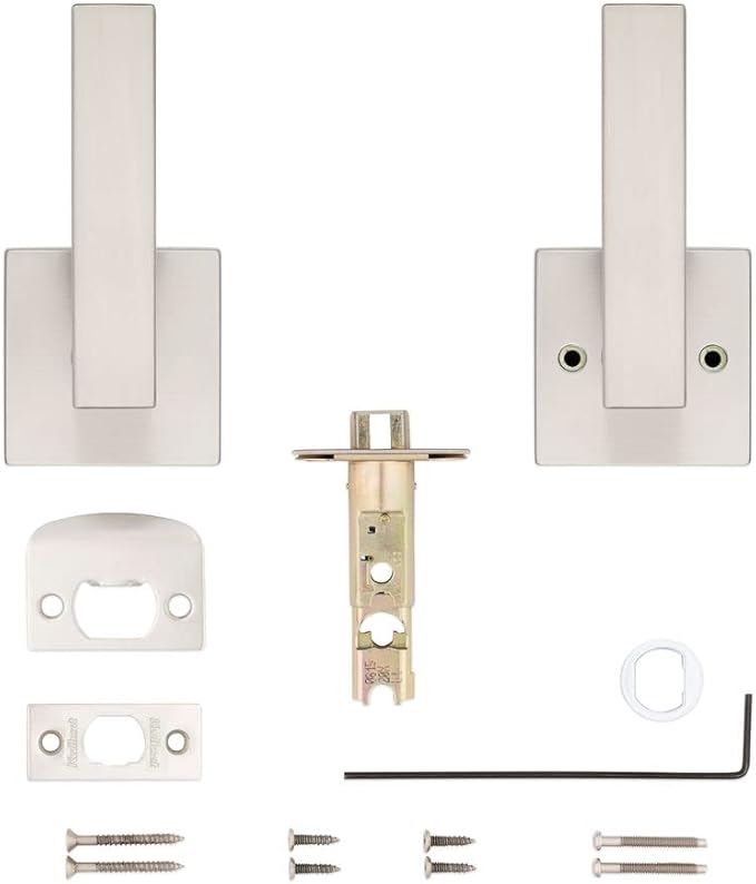 Kwikset Singapore Interior Passage Door Handle, Lever For Closet and Hallway Doors, Reversible Non-Locking Handle Lever, Satin Nickel, with Microban Protection
