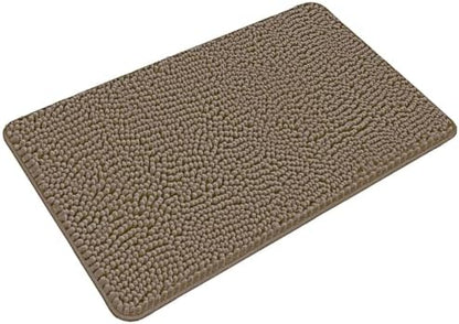 Yeaban Chenille Taupe Bathroom Rug 24"x36", Non-Slip Rubber Backing