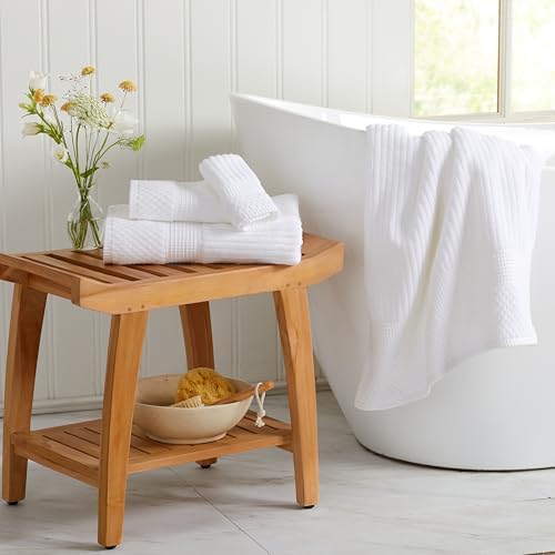Springtree Home 100% Cotton Hand Towel Set | 6-Pack | Textured | White