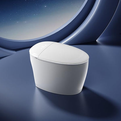 Smart Toilet with Built In Luxury Bidet, Heated Seat,Warm Water and Dryer, Elongated Egg Shape Japanese Toilet with Auto Flush, Auto Open and Close Lid, TEMP Display