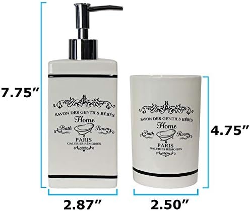 Blue Donuts 4 Piece Bathroom Accessories Set - Heavy Duty Ceramic Paris Bathroom Accessory Set Includes Hand Soap Dispenser, Toothbrush Holder, Soap Dish, Tumbler, Cream