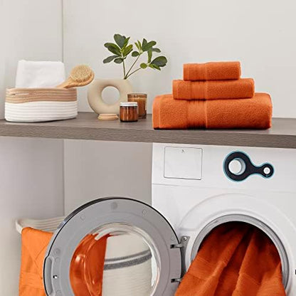 COZYART Luxury Bath Towel Set 3 PCS, Burnt Orange 100% Turkish Cotton
