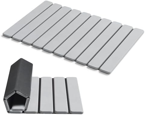 AWW Foldable Stone Bath Mat, Diatomaceous, 23.6"x15.5", Light Grey