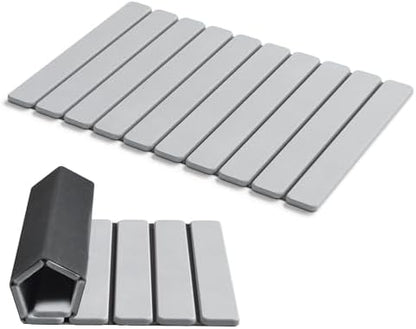 AWW Foldable Stone Bath Mat, Diatomaceous, 23.6"x15.5", Light Grey