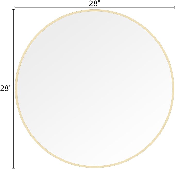 28 inch Round Mirror Gold Large Circle Wall Mirror for Bathroom with Metal Framed, Round Wall Mirror for Wall Decor, Vanity, Entryway Living Room