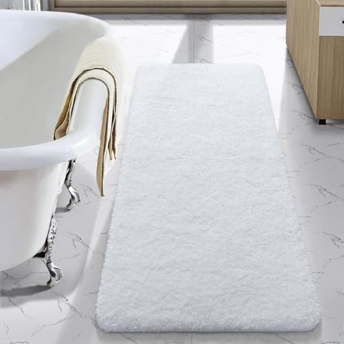 LOCHAS Bathroom Rug Runner 24x48 Inch, Bath Rugs Non Slip, White