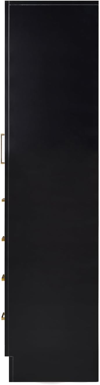 ARIEL Hepburn Bathroom Storage Cabinet - Solid Hevea Wood and Fully Assembled for Long-Lasting Durability and Sophisticated Finish, Freestanding Linen Bathroom Cabinet - 65”H x 20”W x 16”D, Black