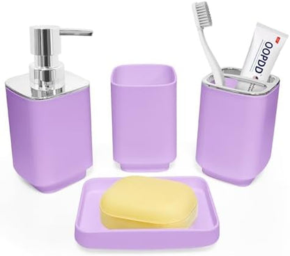 4 Piece Bathroom Accessory Sets, Light Purple Bathroom Accessories Sets