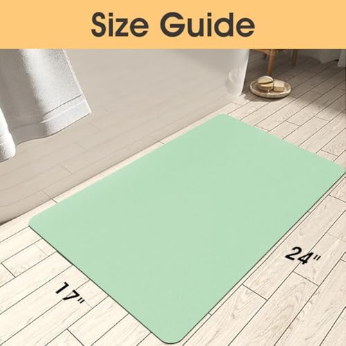 ACCUMTEK Non Slip Bath Mat, Thin Bathroom Rugs Fit Under Door, Quick Dry Bath Mats, Machine Washable Bath Rugs for Bathroom, Bathtub & Kitchen, Bathtub, Sage Green/Solid/24 x17