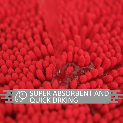 Bathroom Rugs Sets 3 Piece Non Slip,Bath Rugs with PVC Backing Bath Carpet,Bathroom Rug Washable,Absorbent,Plush Carpet Mats,Bath Mats for Bedroom, Kitchen,Tub,Home Decor(Red)