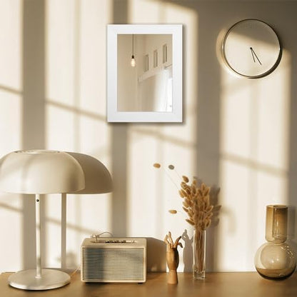 Ruomeng Rectangular Wall Mirror 12" x 16" Framed Mirror for Bathroom White