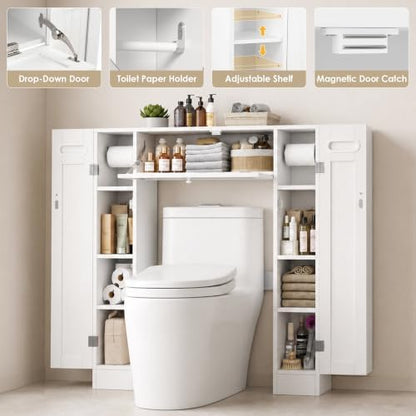 Keyluv Short Over the Toilet Storage Cabinet with Doors for Small Bathroom