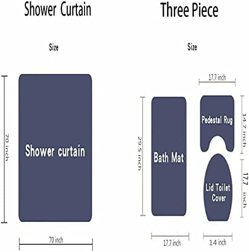 Yddsky 4 Pcs Red Geometric Shower Curtain Set with Rugs Bathroom Set