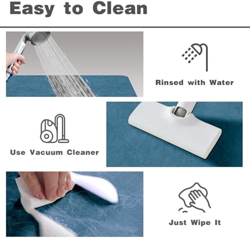 TYUU Thin Bath Mat, Bathroom Rugs Non Slip Washable, 20x48 Denim Blue