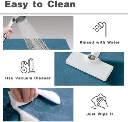 TYUU Thin Bath Mat, Bathroom Rugs Non Slip Washable, 20x48 Denim Blue