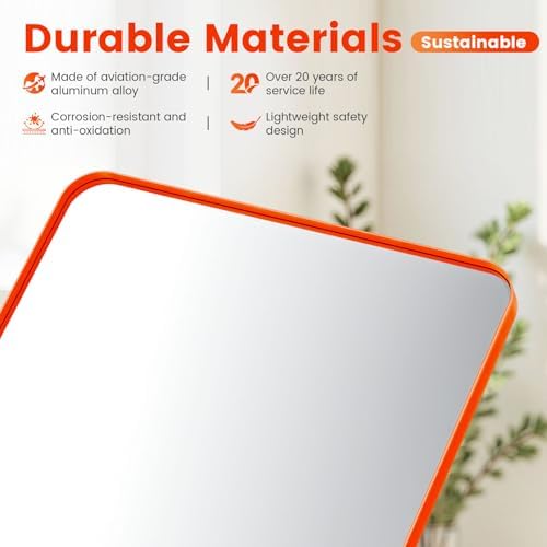 18"x24" Matte Orange Bathroom Mirrors for Over Sink