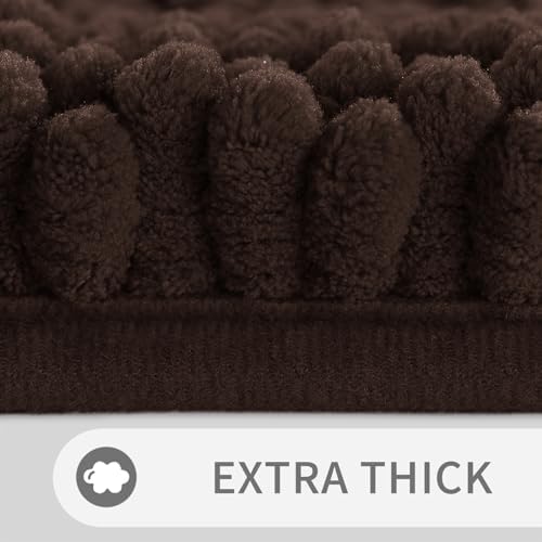 Yimobra Bathroom Rug Mat 47 x 24, Non Slip and Super Absorbent Bath Mat,Machine Washable Quick Dry,Ultra Plush Chenille Shower Rugs for Bathroom Floor Sink Tub and Shower Outside,Brown